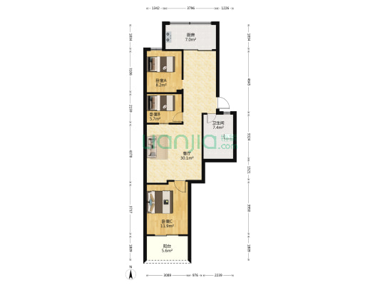 临凤楼 3室1厅1卫 83平方