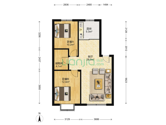 新加坡城二期 2室1厅0卫 85平方