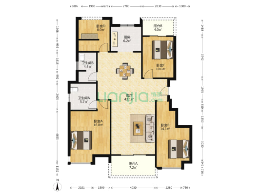 华润桃源里 4室1厅2卫 135平方