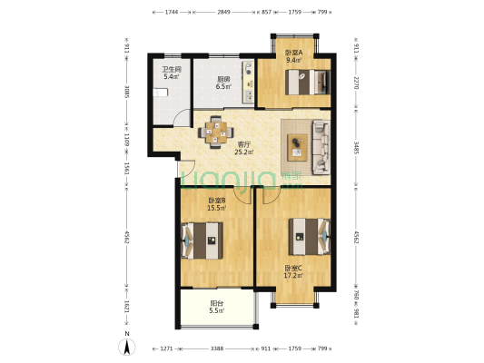 秀山西路528号 3室1厅1卫 102平方