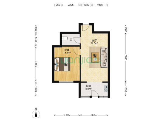 富泰兴园 1室1厅1卫 54平方