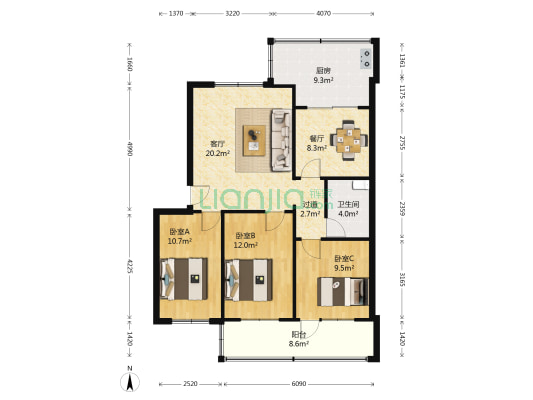 引滦小区 3室2厅1卫 110平方