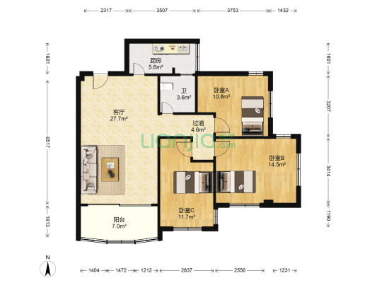 嘉兴小区 3室1厅1卫 109平方