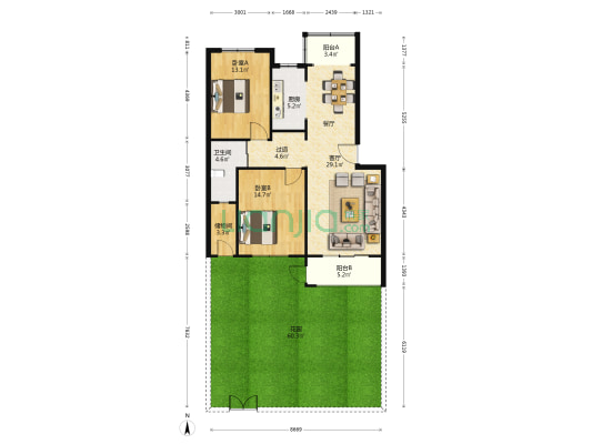 仁和佳苑 2室1厅1卫 102平方