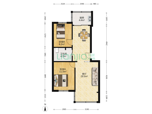 和睦坊 2室1厅1卫 68平方