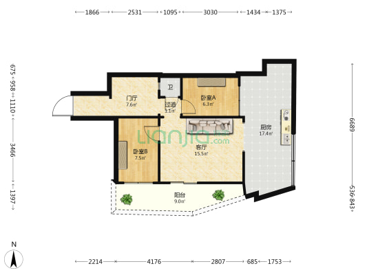 北京路367号 2室1厅1卫 40平方