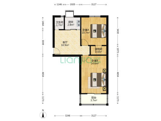 庆裕小区 2室1厅1卫 57平方