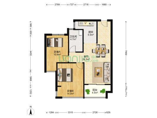 御树湾 2室1厅1卫 79平方