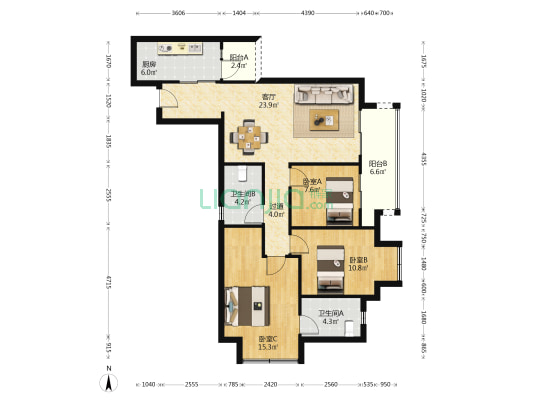 中交中央公园懿颂 3室1厅2卫 101平方