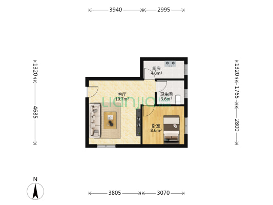 康盛路 1室1厅1卫 45平方
