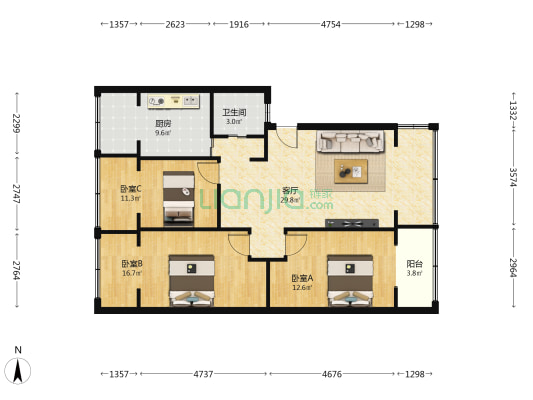 得胜上街76号 3室1厅1卫 108平方