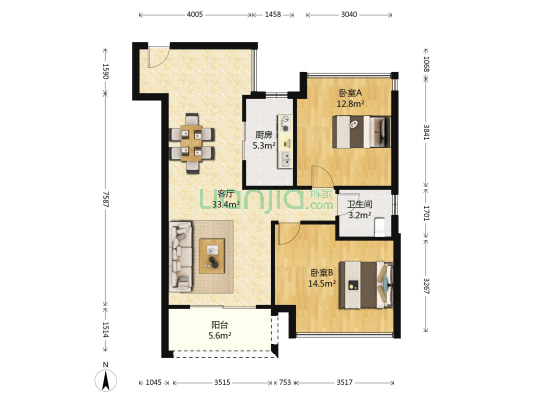 都市晴园翠雅苑 2室1厅1卫 87平方
