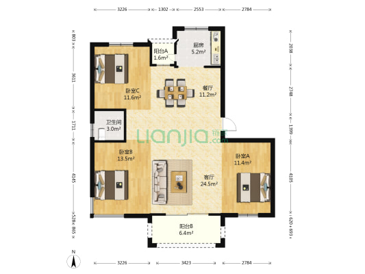 天柱栖庭 3室2厅1卫 99平方