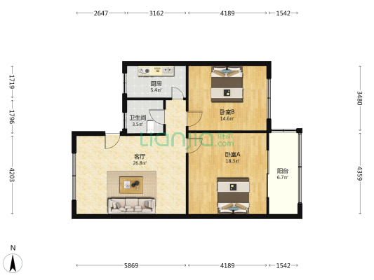 温州街 2室1厅1卫 98平方