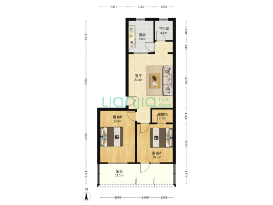 金环小区 2室1厅1卫 76平方