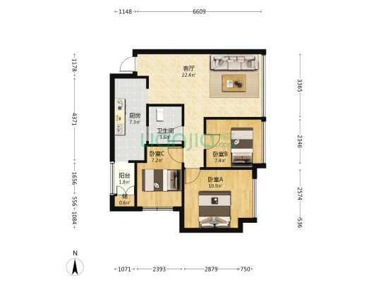 香悦城 3室1厅1卫 72平方