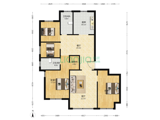 绿城诚园 4室2厅2卫 164平方