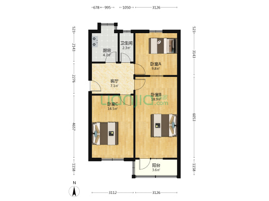 伊河路4号院 3室1厅1卫 74平方