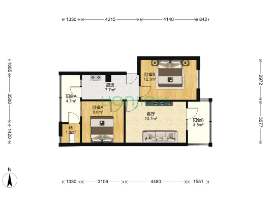 交四局 2室1厅0卫 59平方