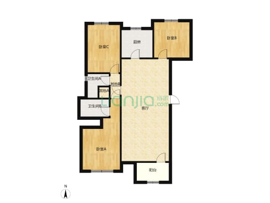 碧桂园翡翠郡3居室 精装修 拎包住 小高层 楼层好-户型图