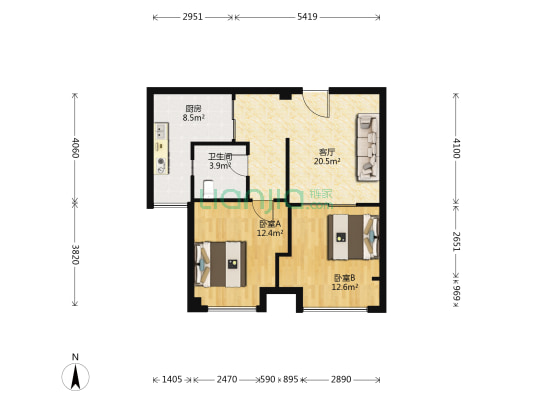 中冶创业苑 2室1厅1卫 66平方