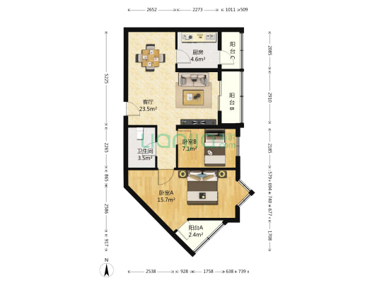 秋盛居 2室1厅1卫 80平方