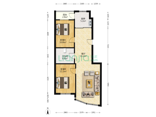 世纪家园 2室1厅1卫 92平方