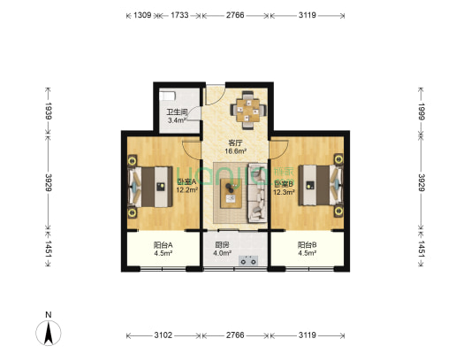 西安市公交一公司4号家属院 2室1厅1卫 64平方