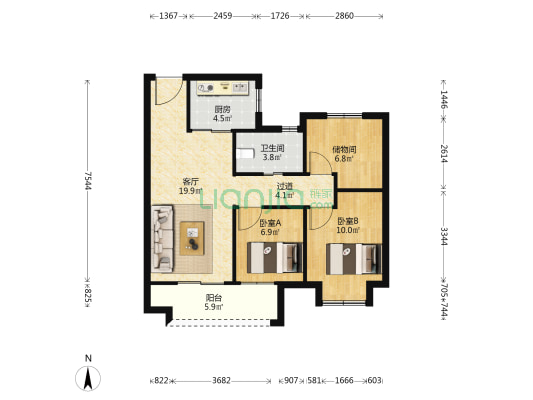 大华公园城市 2室1厅1卫 87平方