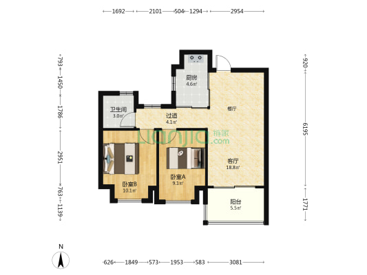 京源里 2室1厅1卫 77平方