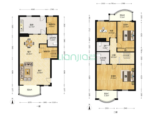 西郊华庭 3室2厅3卫 170平方