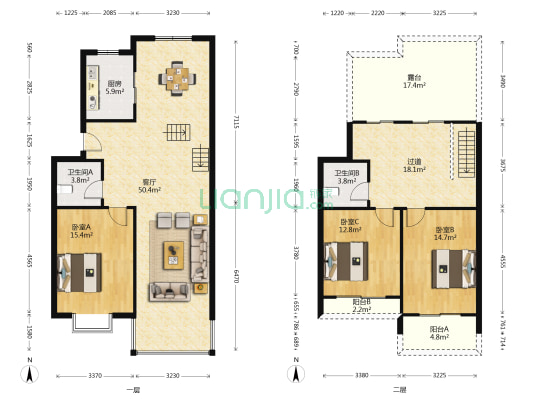 民丰苑东区 3室1厅2卫 154平方
