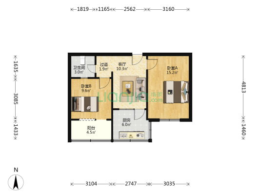 雁塔区机关家属院(翠华路) 2室1厅1卫 61平方