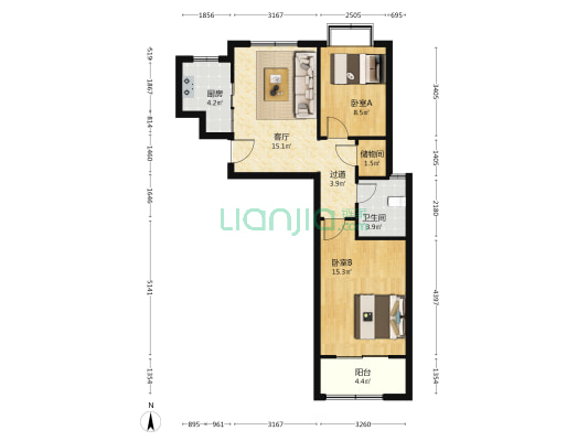 萧湖人家 2室1厅1卫 81平方