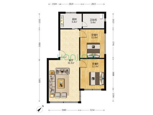 望城路45号 2室1厅1卫 48平方