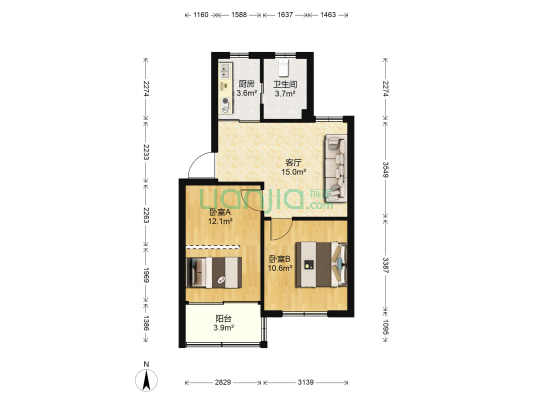 柳馨花园 2室1厅1卫 59平方