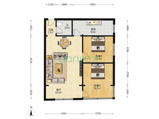 希望花园 2室1厅1卫 99平方