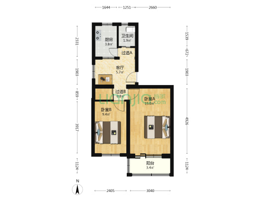 运河西大街137号院 2室1厅1卫 60平方