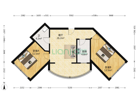 乐园小区二区 2室1厅1卫 78平方