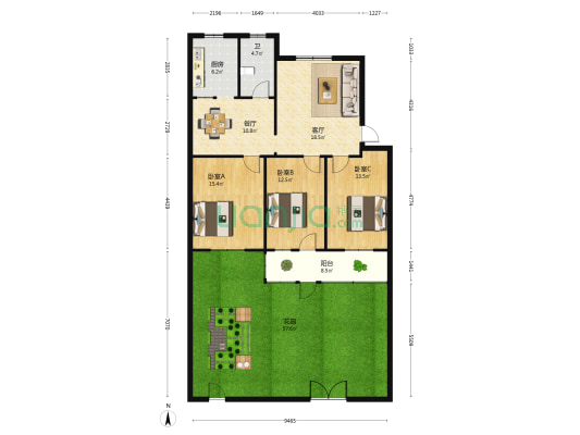 食品药品检验所家属院 3室2厅1卫 105平方