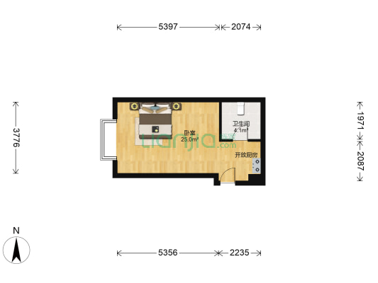 中天国际 1室0厅1卫 43平方