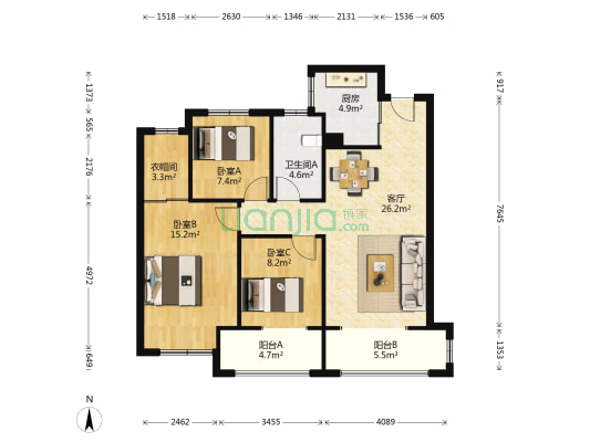广汇金色华府 3室1厅1卫 102平方