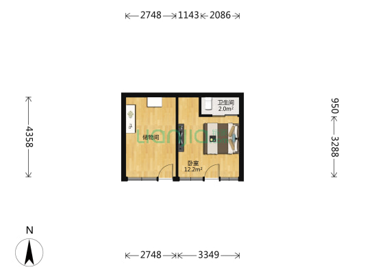 西口袋胡同 1室0厅1卫 39平方