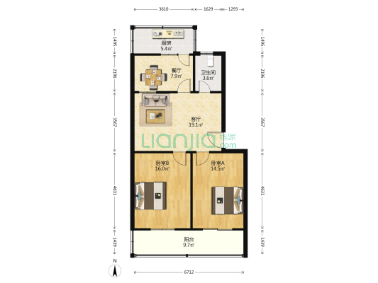 郑汴路银行家属院 2室2厅1卫 83平方