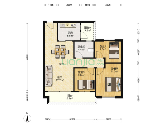 碧桂园翡翠华府 3室1厅1卫 97平方
