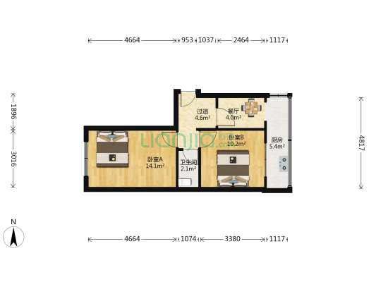 仁义街（昆明街） 2室1厅1卫 54平方