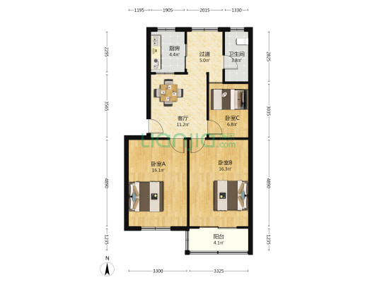 供电局东宿舍 3室1厅1卫 82平方