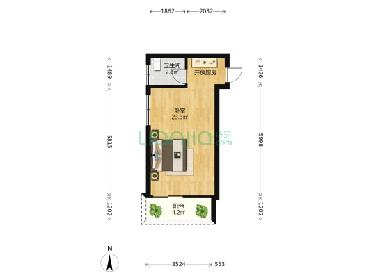 天驰阳光 1室0厅1卫 39平方