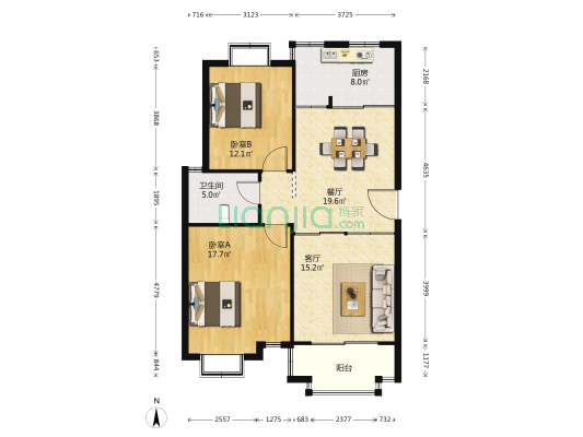 田林苑一期 2室2厅1卫 102平方