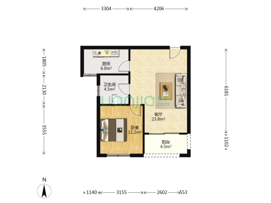 张溇小区中谭园 1室1厅1卫 65平方